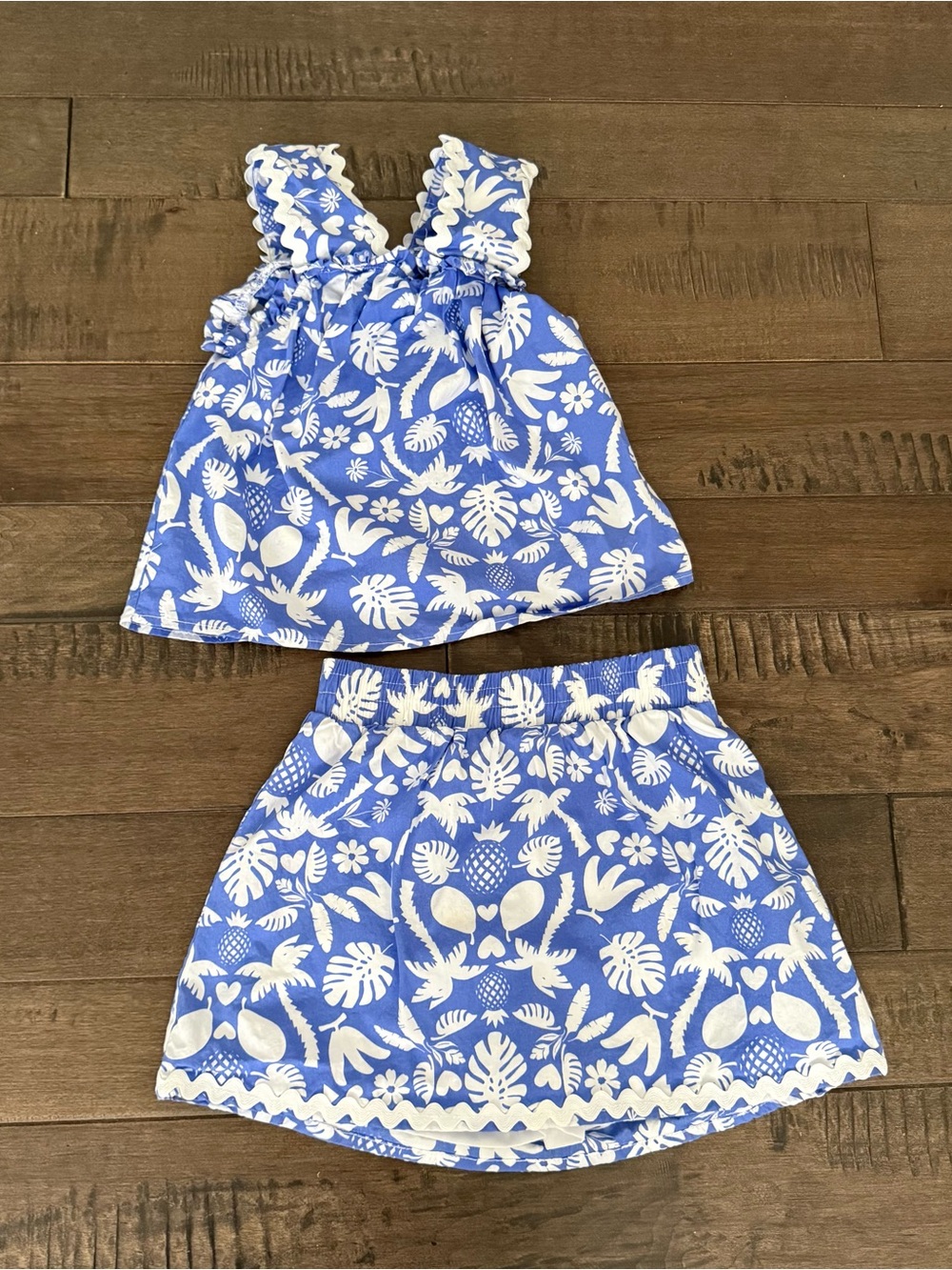 NEW Rachel Zoe Girls Two Piece Matching Outfit Set Top Skirt / Skort 6X Tropical